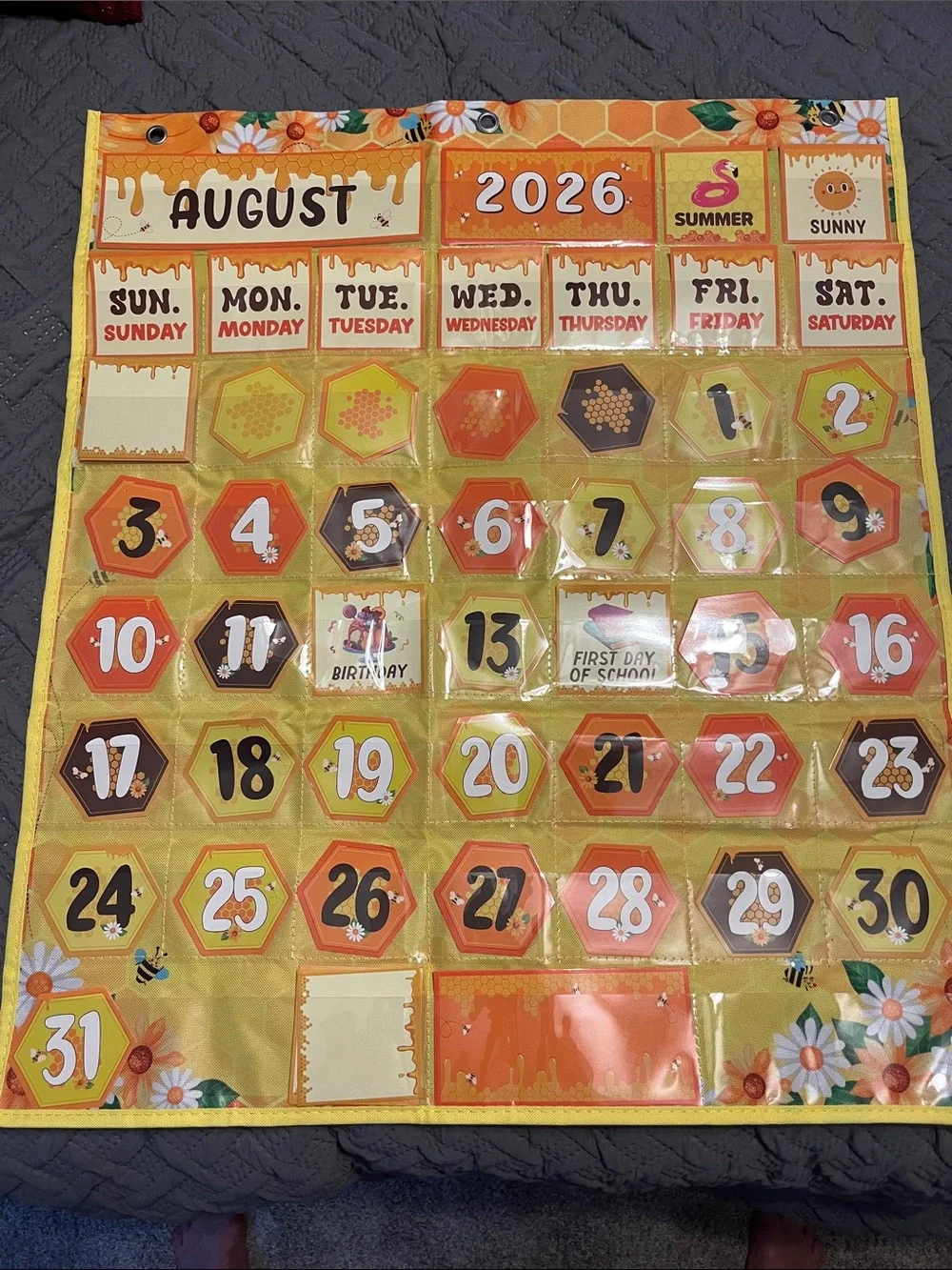 Bee Classroom Pocket Calendar